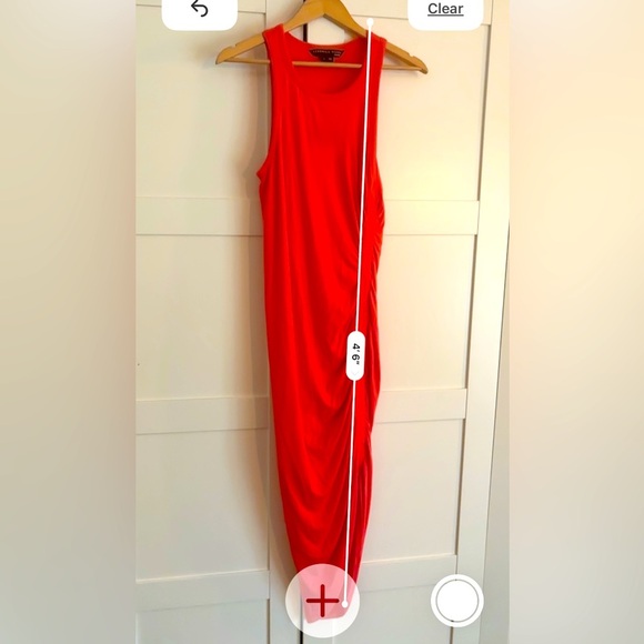 VERONICA BEARD Ruched Rib-Knit Tank Midi Dress Watermelon Pink Size Medium - Picture 6 of 6